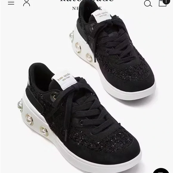 NIB Kate spade cayman sneakers with pearl design - Picture 2 of 9
